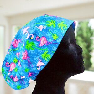PREMIUM Flamingo~Euro Scrub Cap~ Unisex Nurse Cap, Scrub Hat, PA,CNA,Vet